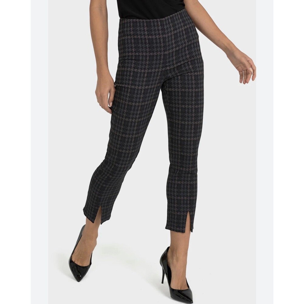 Joseph Ribkoff Womens Ella Cropped Pants Sz 20 Black Gray Houndstooth Pull On